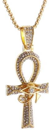 Halskette Gothic Halskette Kette Iced Out Auge des Horus Ankh Kreuz Anhänger Altägyptische Halskette Kette Schutz Schmuck für Männer Frauen Modeschmuck Geschenke beste Freundin Geschenke Freundschaft