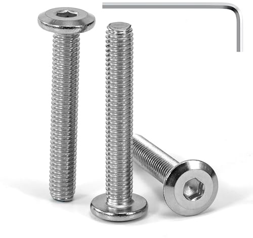 Tunejoy 30 Stück Flachkopfschrauben M6 x 40 mm Flachkopf Schrauben Edelstahl A2 V2A Möbelschrauben Innensechskant Vollgewinde mit Inbusschlüssel