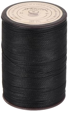 sourcing map 0.55mm Waxed Cord, 131 Yards Black Brown Waxed Polyester Cord Waist Bead String Twine Thread Beading Wax Rope for Bracelet Necklace Making, DIY Bracelets and Macrame Supplies