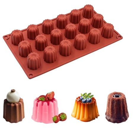 pilyero Caneles former, Canele formar kakform, mini cannelé silikonform, non-stick silikon 18 fack DIY, lämplig för tillverkning av choklad, gelé, pudding, mousse, koluli, kaka