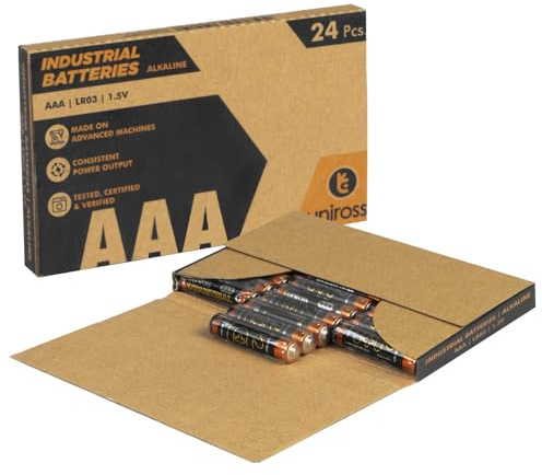 Uniross Industrial Pile Alcaline Ministilo AAA LR03 da 1,5V - Box da 24 Batterie