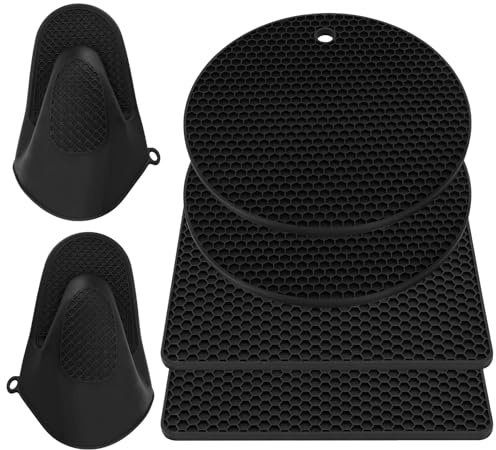 IIRC Silikon Untersetzer Set, Topfuntersetzer Silikon mit 1 Paar Ofenhandschuhe(Verdicken), rutschfest, Langlebig, BPA-Frei, Spülmaschinenfest