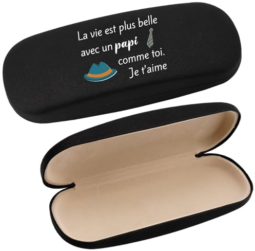 Twidels Étui À Lunettes Noir La Vie Est Plus Belle Avec Un Papi Comme Toi Je T'aime Cadeau Papy Noël Anniversaire Grand Père