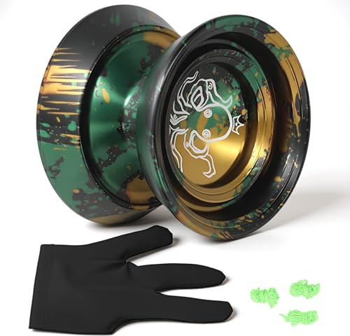 BONKZEBU Yoyo Ball Non Réactif en Aluminium Advanced Fade Exquis pour la Compétition avec des Cordes de 3PCS, en Acier Inoxydable Yoyo, sans Réponse Yoyo Ball (Or Noir)