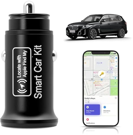 Peilsender Auto, [MFi-Zertifiziert] 2-in-1 Dual-Port Schnellladegerät fürs Auto 20W mit GPS-Sender für Auto, kompatibel mit der Apple „Find My“-App, Plug & Play (Nicht für Android-Telefone geeignet)