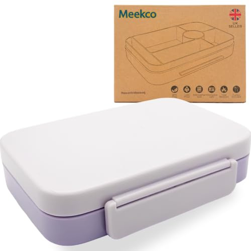 Meekco Adult Bento Lunch Box with Cutlery, Purple | BPA-Free, Leakproof and Heat-Resistant Lunch Box with Cutlery, Suitable for Microwave and Dishwasher Use