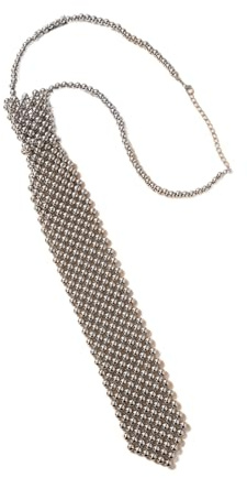 ZIDDAR Cravates en perles pour prendre des photos - Cravate en perles faite à la main - Collier pour fête de mariage - Cravate pour femme - Collier pour collier, Argenté., taille unique