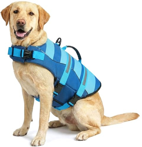 ASENKU Schwimmweste Hund,Hundeschwimmweste XL für große Hunde – Rettungsgriff & Auftrieb, Sicherheitsweste mit verstellbarem Brustgurt + Reflektor, für Bootfahren, Baden und Wassersport