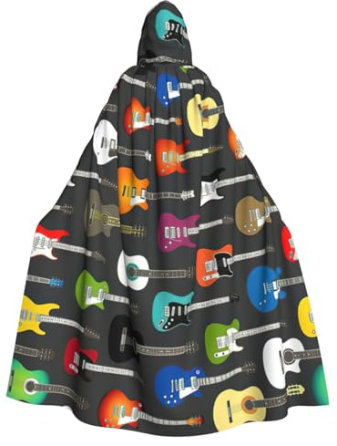 KLJnmbb Färg akustisk och gitarrer tryck mantel med huva för cosplay kostym karneval fest unisex rock prestanda evenemang