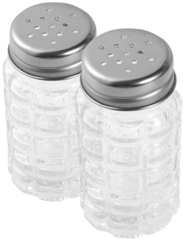 TOYANDONA Lot de 2 Saupoudreuses à Épices en Verre Transparent Couvercle Inoxydable, Mini Bouteilles à Condiments pour Sel et Poivre, Ustensiles Cuisine Pratiques et Compacts, Salières