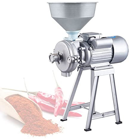 Commercial Electric Grain Grinder 3000W Wet & Dry Feed Mill Flour Grain 20-200 Mesh Powder Fineness Adjustable with Funnel for Cereals Rice Corn Wheat