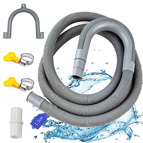 Universal Manguera De Drenaje, 1m/1.5m/2m/3m/4m/5m Tubo Desague Lavadora, Kit de tubo de extensión de manguera de drenaje, para Lavadora Y Lavavajilla, con Abrazaderas y Soportes