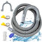 Tuyau de vidange pour machine à laver, 1M/1.5/2/2.5/3/4/5/6/7M Flexible d'évacuation universel, y compris support et colliers de serrage, Rallonge de tuyau pour lave-vaisselle et machine à laver