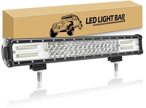 RIGIDON 7D Led Arbeitsscheinwerfer 20 Zoll 50 cm 288W Lichtbalken 12V 24V | Dreireihig Led Lichtleiste KFZ, Wasserdicht Offroad Beleuchtung für 4x4 Auto Traktor SUV UTV ATV LKW Fahrzeuge, 6000K Weiß