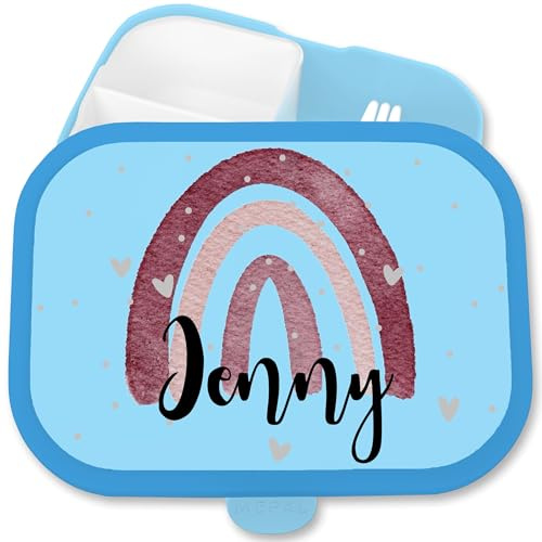 Brotdose Kinder Campus für Mepal - Brotbox Regenbogen Lunchbox Rainbow Vesperbox I - 750 ml - Blau - jausenbox mädchen schule geschenke kindergarten personalisierte brotzeitbox kind name jungen
