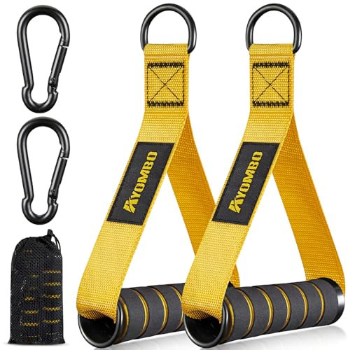 Ayombo Resistance Band Handle, Heavy Duty Cable Machine Attachment, Strong Nylon Webbing, and Seamless Steel D ring For Fitness Workout Gym Pilates Yoga Crossover Tricep Exercise