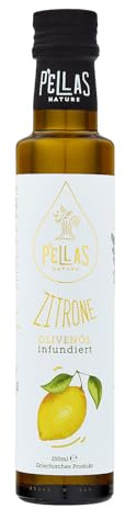 Pellas Nature Olivenöl Extra Vergine mit Zitrone - 250ml Ölflasche | Olivenöl Zitronenöl kaltgepresst, Testsieger aus Griechenland, OK-Kosher, ohne Zusatzstoffe