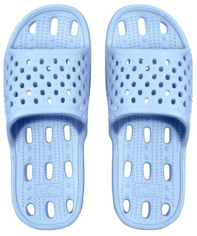 flintronic Ciabatte da doccia a forma di nuvola, per donne e uomini, con suola spessa, antiscivolo, super morbide, con cuscino massaggiante, sandali estivi per interni ed esterni, 4 5uk Blu, 37/38 EU