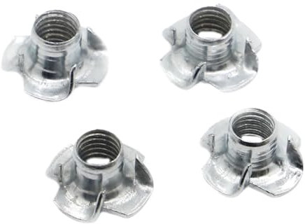 T-Muttern Vierzackig Unverlierbar， Verzinkte 4-Zinken-T-Mutter M4 M5 M6 M8 M10 Vierklauenmutter T-Mutter Blindzackeneinsatz T-Mutter Holzmöbel(M4 20pcs)