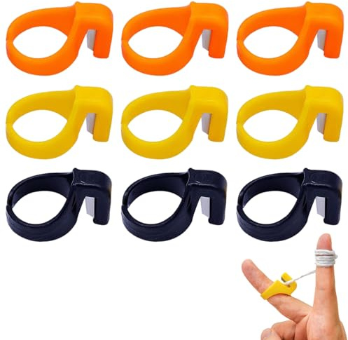 Sewing Thread Cutter Ring, 6Pcs Plastic Finger Thimble Line Cutting Tool for Yarn Thread(Random Color)