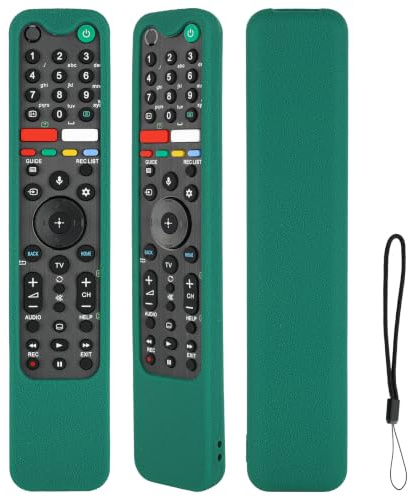 Funda para mando a distancia silicona compatible con Sony RMF-TX500E RMF-TX520U RMF-TX600E RMF-TX500U RMF-TX520E RMF-TX621E TV mando a distancia por voz cubierta protectora antigolpes con cordón Verde