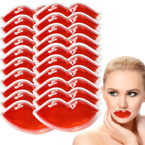 20 PCS Lip Ice Packs, Ice Compress After Lip Ice Treatment, Reusable Ice Pad for Cosmetic, Lip Shape Ice Pack to Relieve Pain and Relax Lips, Anti-Aging Lip Care Ice Pack to Reduce Lip Swelling