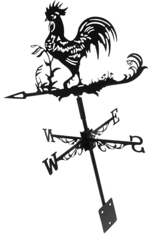 Thewasc Segnavento in metallo a forma di gallo in ferro, per giardino, tetto, decorazione esterna, banderuola