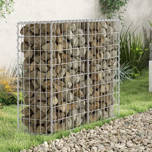 Monucep Gabbioni 100 x 80 x 30 cm, cesti per gabbioni in metallo zincato – pietra abione per muro, giardino, cestino metallico con maglie di 5 x 10 cm, 4 pezzi, filo spesso 4 mm