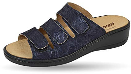 Weeger Orthopädische-Pantolette mit auswechselbarem Fußbett blau metallic Gr. 39