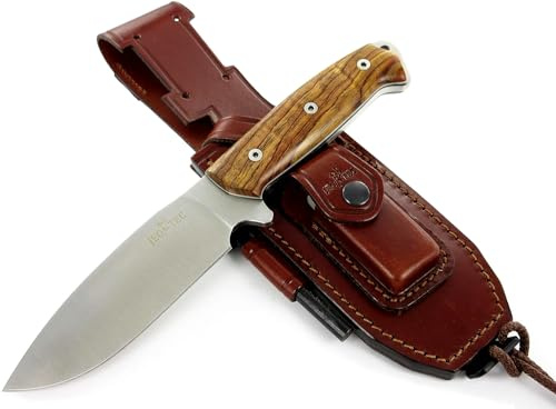 JEO-TEC Nº1 Outdoor-kniv Survival Bushcraft Camping Vandring jakt och fiskekniv - BÖHLER N690C stainless steel - Mikarta/Kokobolo-trähandta - Gjord i Spanien