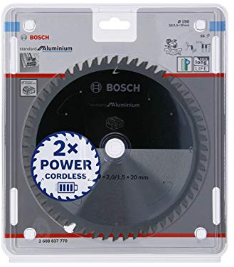Bosch 1x PRO Aluminium cordless Kreissägeblatt, 190 x 2 x 20 mm | für Aluminium, Nichteisenmetalle, Ø 190 mm, Professional Zubehör kabellose Kapp- und Gehrungssäge