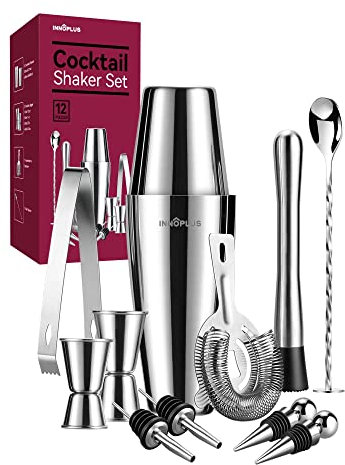 Shaker, set regalo per cocktail, shaker Boston 800ML600 ml, set regalo, shaker per cocktail, shaker bar, in acciaio inox, shaker per cocktail, 12 pezzi