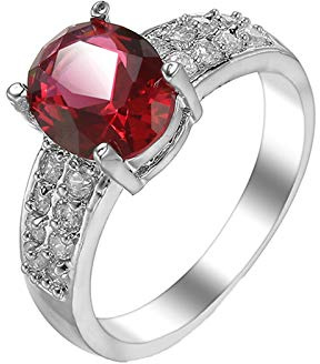 Beydodo Förlovningsring med sten kvinnor silverpläterad, vigselring solitär ring med röd zirkonia partnerring silver vigselring nickelfri e silverpläterad, 62 (19,7), colore: silver, cod. TLL195RG3175