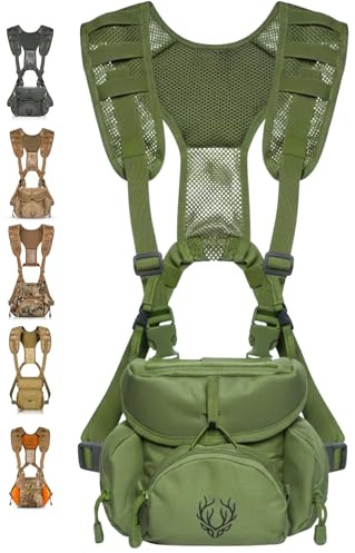 Binocular Harness Chest Pack for Men and Women - Our Bino Harness and case is Great for Hunting, Hiking, and Shooting - Bino Straps Secure Your Binoculars - Holds rangefinders, Phones, Bullets, ect