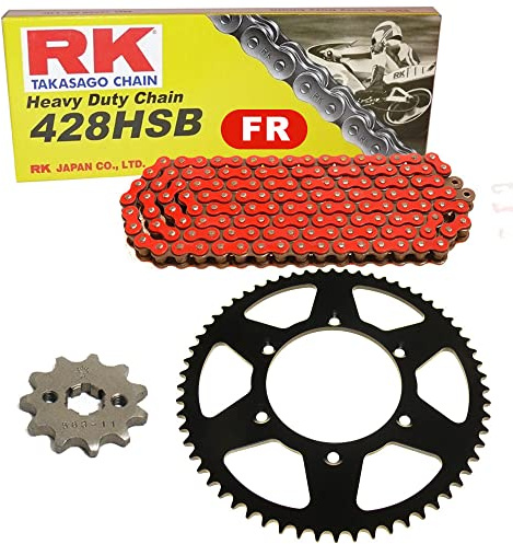 Kettensatz geeignet für Yamaha YZF R125 08-18 Kette RK FR 428 HSB 132 offen ROT 14/48