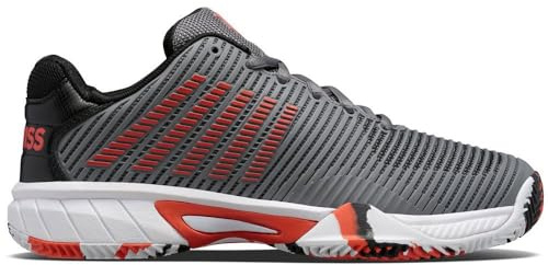 K-Swiss Pojkar Hypercourt Express 2 Hb tennissko, Steel Gray Jet Black Spicy Orange, 35 EU