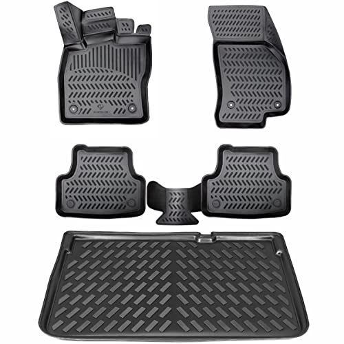 ELMASLINE 3D Gummimatten + Kofferraumwanne Set für OPEL Insignia B (Limousine) ab 2017 | Hoher Rand | Design Fußmatten