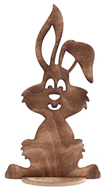 Bergliebe Osterhase aus Holz | Osterdeko | Ostergeschenk | Natur Frühlingsdeko | Deko für Tisch, Fensterbank & Wohnzimmer | von Hand geflammt 47,5x26,5 cm Pohmer Design