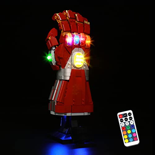 Led Licht Set Kompatibel Mit Lego Nano Handschuh Bausatz, RGB-Fernbedienung Beleuchtungs Set für 76223 Marvel Iron Mans Nano Infinity Handschuh (Nicht Enthaltener Baustein)