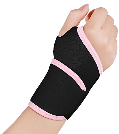 yeloumiss Wrist Support Brace 2 Pack Adjustable Wrist Strap (Pink) | Carpal Tunnel Wrist Support for Sports Protecting Arthritis Tendinitis Pain Relief, One Size Fits Left or Right Hand