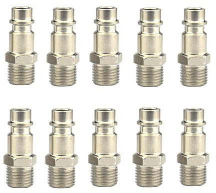 Luoyuanjia 10 PCS Air Connectors - Durable Air Line Couplers Male Thread Quick Release Plugs 1/4 BSP Hose Fittings