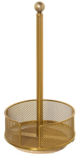 Küchenrollenhalter aus Metallgitter mit drehbarer Basis in Gold, 18 x 36 cm