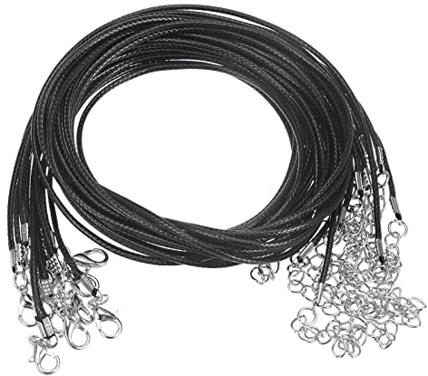 sourcing map 10pcs Waxed Necklace Cord Bulk, 23 Inches and 1.5mm Dia Necklace String Rope with Clasp for Pendants, Bracelets, Necklaces, Jewelry Making Beading Supplies, Black