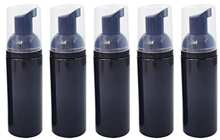 FSSTUD 5 botellas dispensadoras de espuma de plástico de 60 ml, botellas vacías con bomba de espuma, rellenables, para jabón de manos, champú, contenedores de maquillaje, color negro