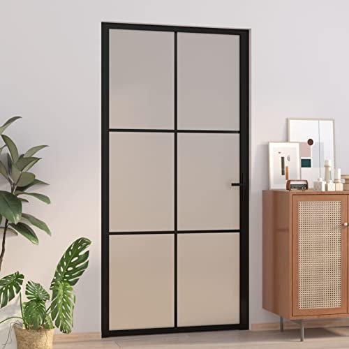 Homgoday Puerta Interior de Vidrio Templado con Diseño Moderno y Línea Decorativa - Fácil Instalación