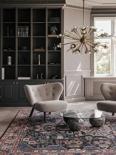 RugVista Galaxy Oriental Teppich, 120 x 180 cm, Blau/Schwarz | Orientalische, Rechteckig, Mittlerer Stapel, Maschinenwäsche, Oeko-Tex 100, Wohnzimmer, Schlafzimmer, Küche