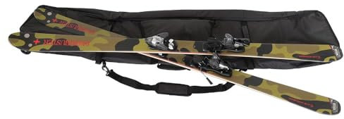 IVOL Skitasche mit Rollen -Skisack Bis 175 cm - Schwarz - Mit Trageriemen, Rädern und Zubehörfach