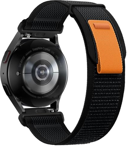 PIOWNN 20 mm slinga, kompatibel med Samsung Galaxy Watch 7 6 5 4 rem 44 mm 40 mm, mjukt nylonflätat elastiskt sportband för Watch 6 Classic/Watch 5 Pro/Watch 4 Classic/Active 2/Watch 3, svart