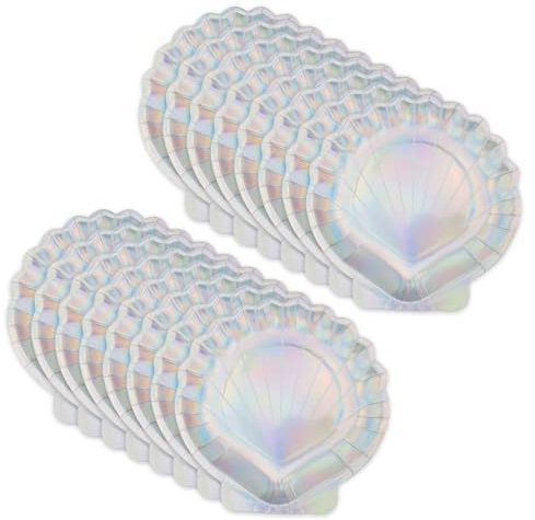 HERKINDNESS Platos Cumpleaños Infantil, 16 Piezas Platos Desechables Caparazón 19 x 18 cm, Cumpleaños Vajilla de Fiesta para Fiestas de Cumpleaños y Fiestas de Camping