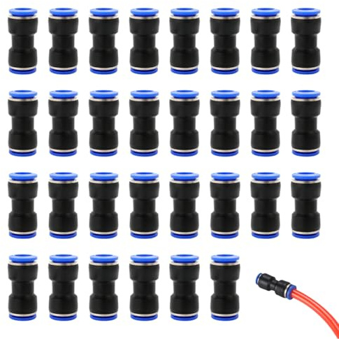 30 Stück Pneumatik Steckverbinder 4mm,Schlauchverbinder 4mm,Schnellkupplung Druckluft, Push in PE Kunststoff Schnellkupplung, Schlauchverbinder Set zum Schnellen Anschluss von Luft und Wasser